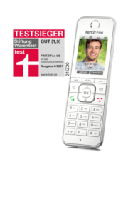 RS2164 AVM FRITZ Fon C6 Product Shot left Stiftung Warentest